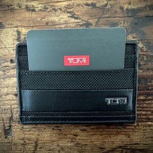 Tumi Black Leather Card Wallet